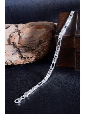 Innuendo 925 Ayar Gümüş Taşlı Figaro Erkek Bileklik