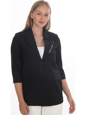 White Diamond Kadın Iki Düğmeli Yakası Detaylı Blazer Ceket