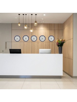 MidasTech Lacivert 5’li Dünya Dekoratif  Saat Serisi 36 cm