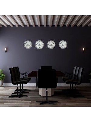 Lowell Home Beyaz 4’lü Dünya Saatleri Seti 36 cm – Otel & Ofis Tipi LWLHM-RSYT367