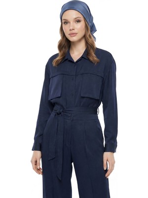 Lale Butik Cep Detay Gömlek Pantolon Takım 100795 Lacivert