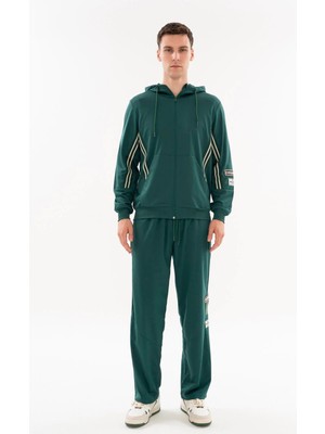 Maraton Comfort Erkek Kapüşonlu  Yeşil Eşofman Üstü