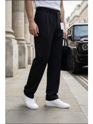 Kastrioti Signature Esansiyel Pileli Baggy Kumaş Pantolon