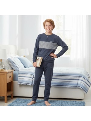 Bonbon Genç Erkek Pamuklu Füme Renk Pijama Takımı AL002 V2 BB2433