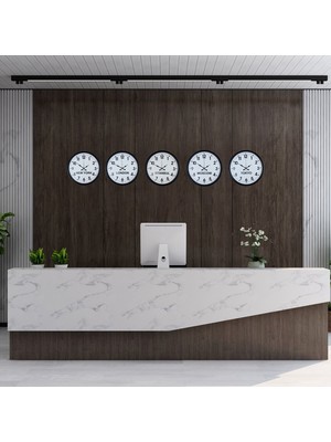 MidasTech Standart Dünya Saatleri 5’li Siyah Set 36 cm