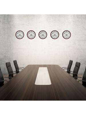 Lowell Home Otel Ofis Için 5’li Dünya Saatleri Kırmızı 36 cm LWLHM-RSYT367