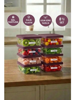 Selka Home 8 Adet 0.5 Lt. Nora Organizer Buzdolabı Buzluk Düzenleyici Saklama Kabı