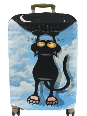 My Saraciye (MY#159 Askıda Kedi) Valiz Için kılıf Rengarenk-Büyük Boy