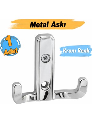 Badem10 (1 Adet) Aytuğ Askı Krom Renk Dolap Askılık Duvar Askılığı Vestiyer Mutfak Elbise Kıyafet Askısı