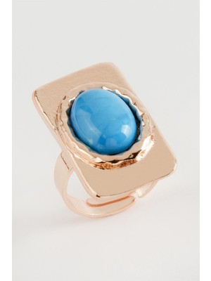 Kocadal Dikdörtgen Turkuaz Taşlı Yüzük