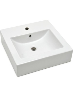 Ece Banyo - Sekura Kare Lavabo 59 cm Tezgah Üstü Beyaz - 7736