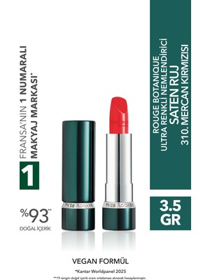 Yves Rocher Rouge Botanique Ultra Renkli Nemlendirici Saten Ruj - 310. Mercan Kırmızısı -Vegan-3.5g