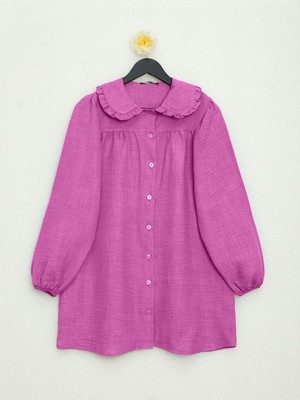Modamorfo Bebe Yaka Boydan Düğmeli Tunik       -Pembe