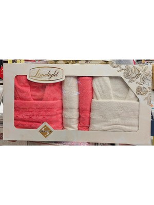 Limelight Select Ekonomik Aile Bornoz Seti (6 Parça)-Krem Nar Çiçeği