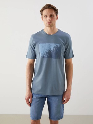 Lc Waikiki Yeni Sezon Bisiklet Yaka Kısa Kollu Baskılı Penye Erkek Tişört