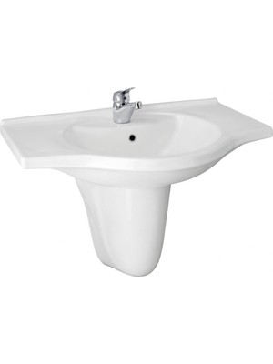 Ece Banyo - Karizma 80 cm Lavabo Yarım Ayaklı Beyaz (Yarım Ayak Dahil) - 10KZ50080TK