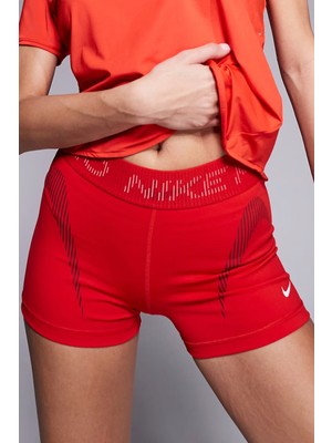 Nike Pro Training 3 Inch Shorts With Mesh Detail Kadın 3inç File Detaylı Antrenman Tayt Şort Kırmızı