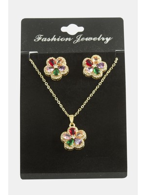Kocadal Çiçek Zirkon Taşlı Set Kolye