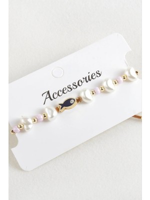 Kocadal Balık Inci Boncuk Makrome Ip Bileklik