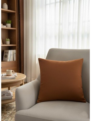 Brillant Kızıl Kahve Renk 45X45 Ölçü Petek Dokuma Yumuşak Yapılı Kırlent Kılıf