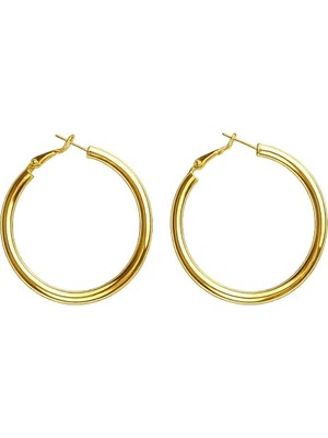 Venüs Design Gold Renkli Çelik Halka Küpe Kadın Kullanıcılar İçin Şık Tasarım