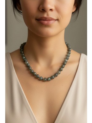 Pozitif Doğal Taş Süper Işıltılı Labradorit Kolye 10 mm Küre Kesim 645-4