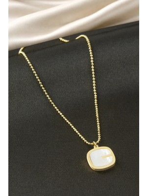 Kocadal Kare Sedef Çelik Kolye