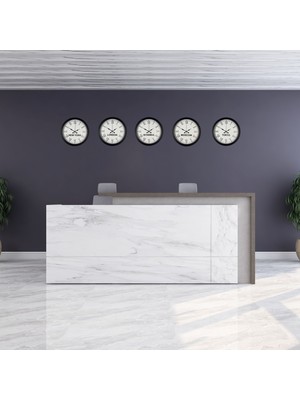 Nemere Modern Siyah Dünya Saat Seti 5’li 36 cm Metal
