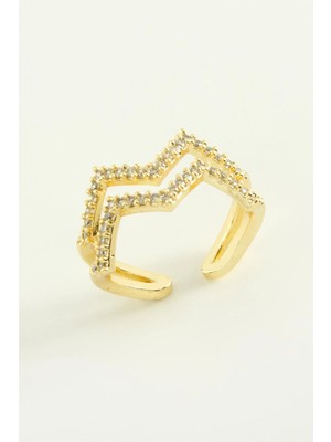 Kocadal Zikzak Zirkon Taşlı Yüzük