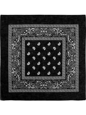 Metal Giyim Damla Desen Siyah Bandana 50X50 Cm. %100 Pamuk