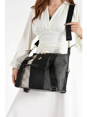 Miami Polo Clup Kadın El ve Omuz Çantası Yumuşak Suni Deri Salaş Büyük Boy