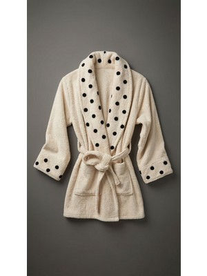 Minteks Lueur Noire 100%PAMUK Kadın Şalyaka Kısa Bornoz