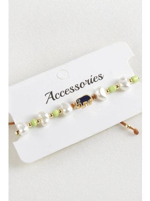 Kocadal Fil Boncuk Inci Makrome Ip Bileklik