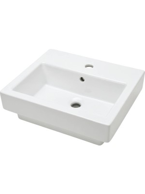 Ece Banyo - Sekura Tezgah Üstü Kare Lavabo 48 cm Beyaz - 7102