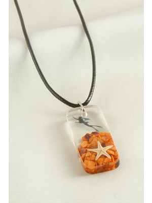 Kocadal Deniz Yıldızı Dikdörtgen Epoksi Kolye