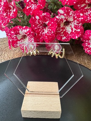 Ebru Çitak Gold Çoklu Görünümlü Zirkon Taşlı Küpe