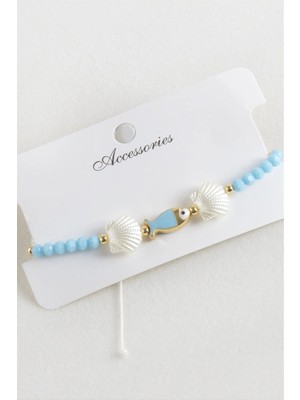 Kocadal Balık Istiridye Inci Kristal Makrome Ip Bileklik