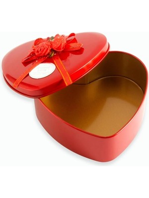 Kocadal Kalp Boş Kırmızı Metal Kutu 16 cm