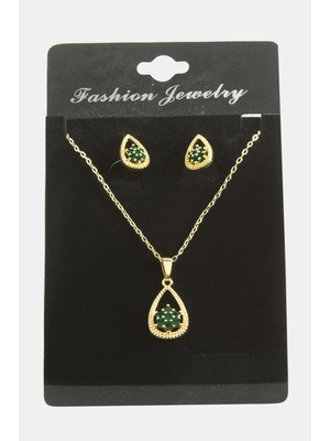 Kocadal Oval Kartanesi Zirkon Taşlı Set Kolye