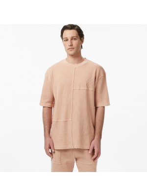 United4 Unıted4 Regular Fit Erkek Pembe T-Shirt.pudra