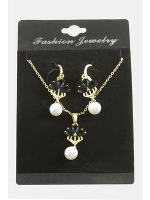 Kocadal Çiçek Inci Zirkon Taşlı Set Kolye