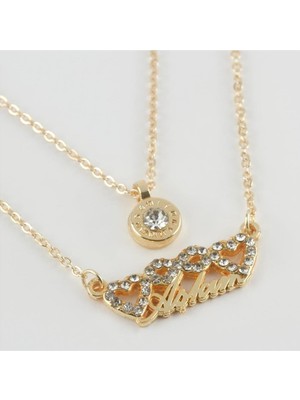 Kocadal Aşkım Yazılı Kalp Figürlü Yeni Sezon Ikili Kolye