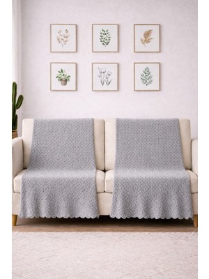 Bonny Home 2'li Gri Kaymaz Tabanlı Koltuk Örtüsü Kabartmalı Çok Amaçlı Parlak Çekyat Örtüsü Otera