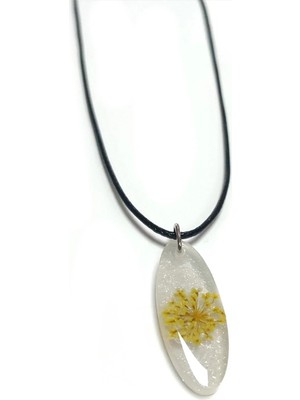 Kocadal Sultanotu Çiçeği Oval Epoksi Kolye