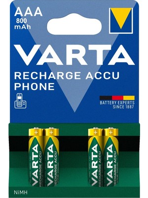 Varta Şarjlı Pil AAA Ince Kalem 800 mAh Ni-MH Elektriksel Özellikler ile Güçlü Performans