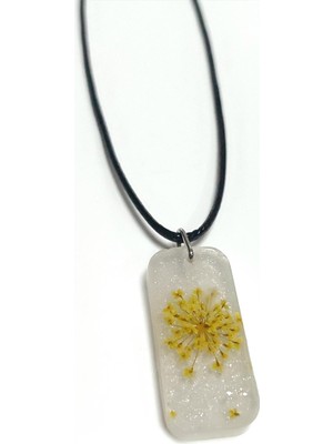 Kocadal Sultanotu Çiçeği Dikdörtgen Epoksi Kolye