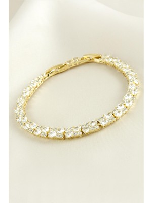 Kocadal Xuping Dikdörtgen Zirkon Taşlı Lüks Çelik Bileklik