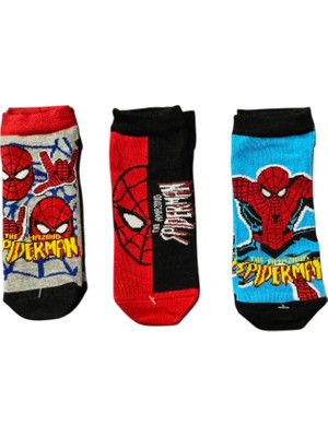 Marvel Spiderman Lisanslı Erkek Çocuk 3lü Patik Çorap