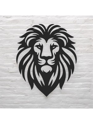 Renklime Dekoru, Aslan 40 cm Lazer Kesim Metal Duvar