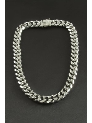 Kocadal Chain Zirkon Taşlı Kalın Zincir Lüks Çelik Kolye